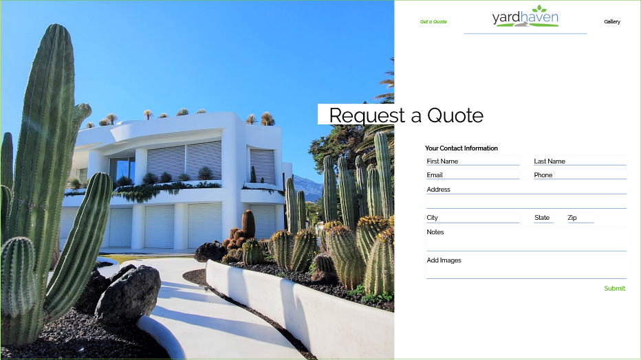 Detail of Contact Screen for yardhaven