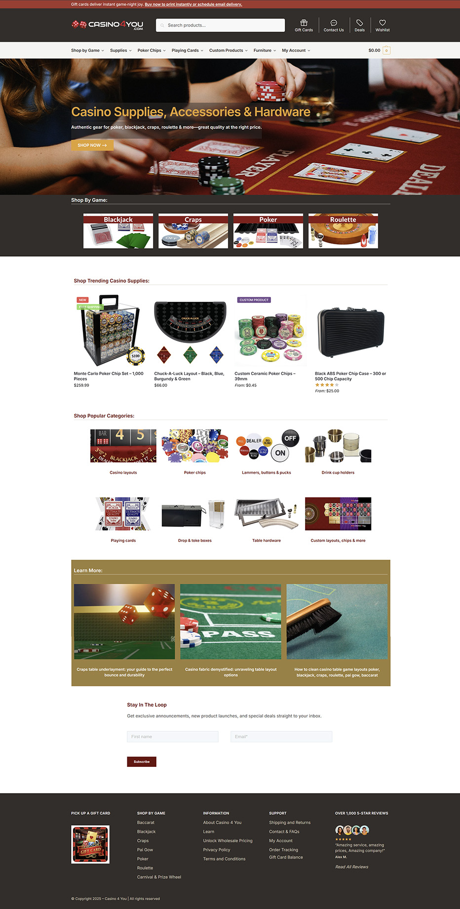 Full image of the casino4you homepage